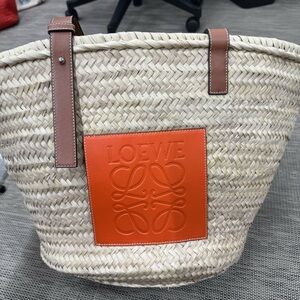 Loewe Tan and Orange Woven Tote